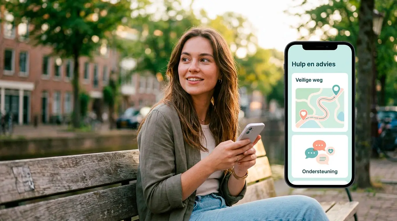 Rustige illustratie van veilige routes bij twijfel, klachten en hulpvragen
