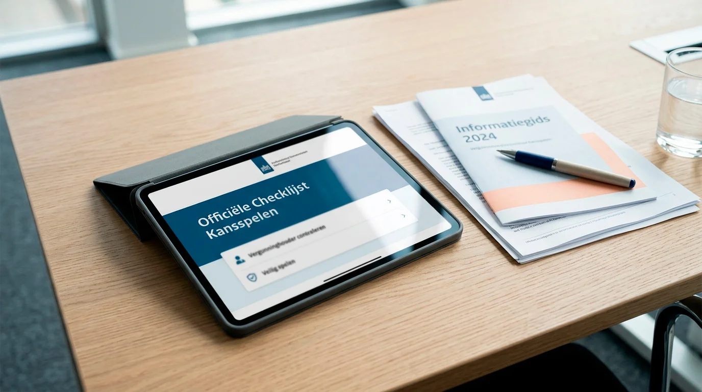 Illustratie van een officiële controle met documenten en een rustig scherm