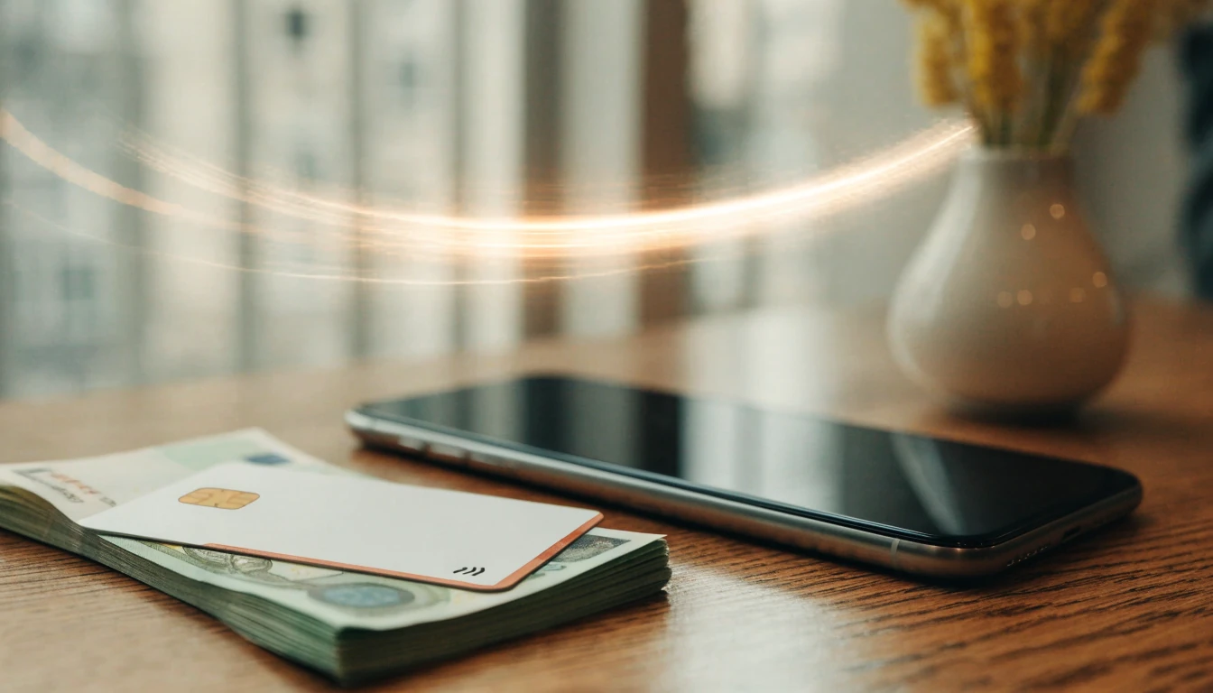 Smartphone met euroletten en snelle overdracht symbool