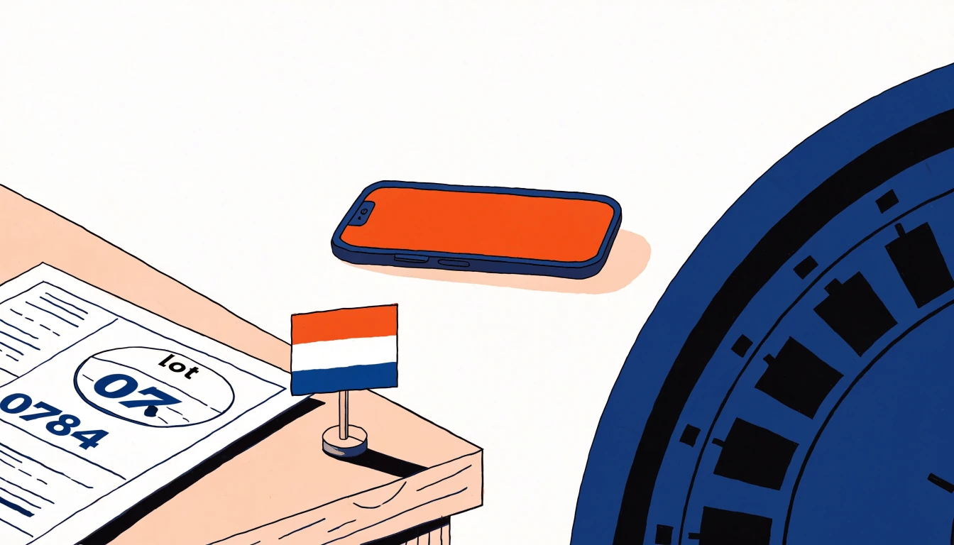 Staatsloterij lot en een omgedraaide smartphone op tafel